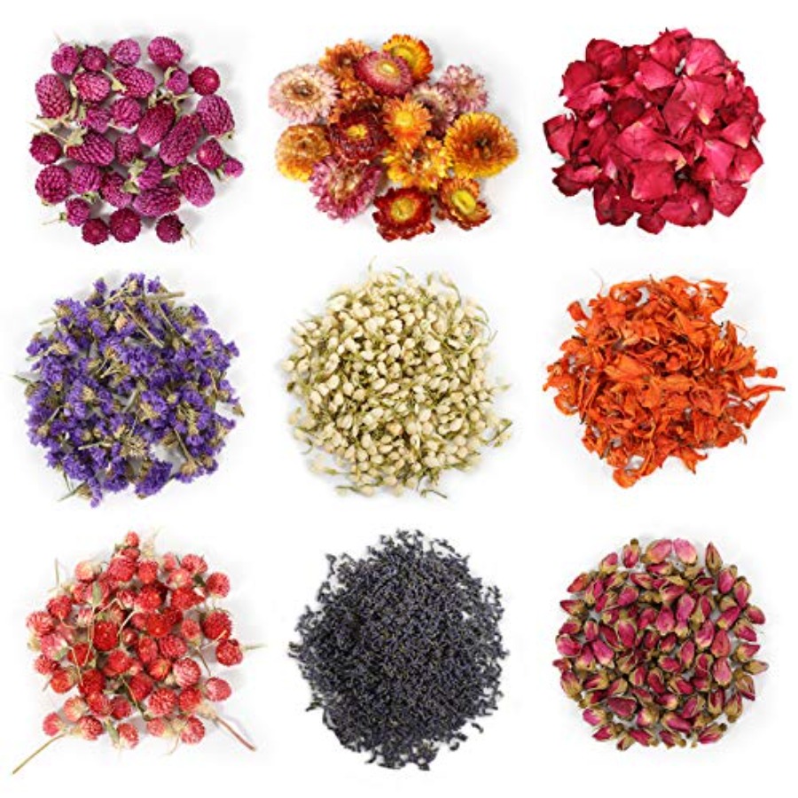 9 Bags Dried Flowers, 100% Nat - Dried Herbs ulasan dan harga
